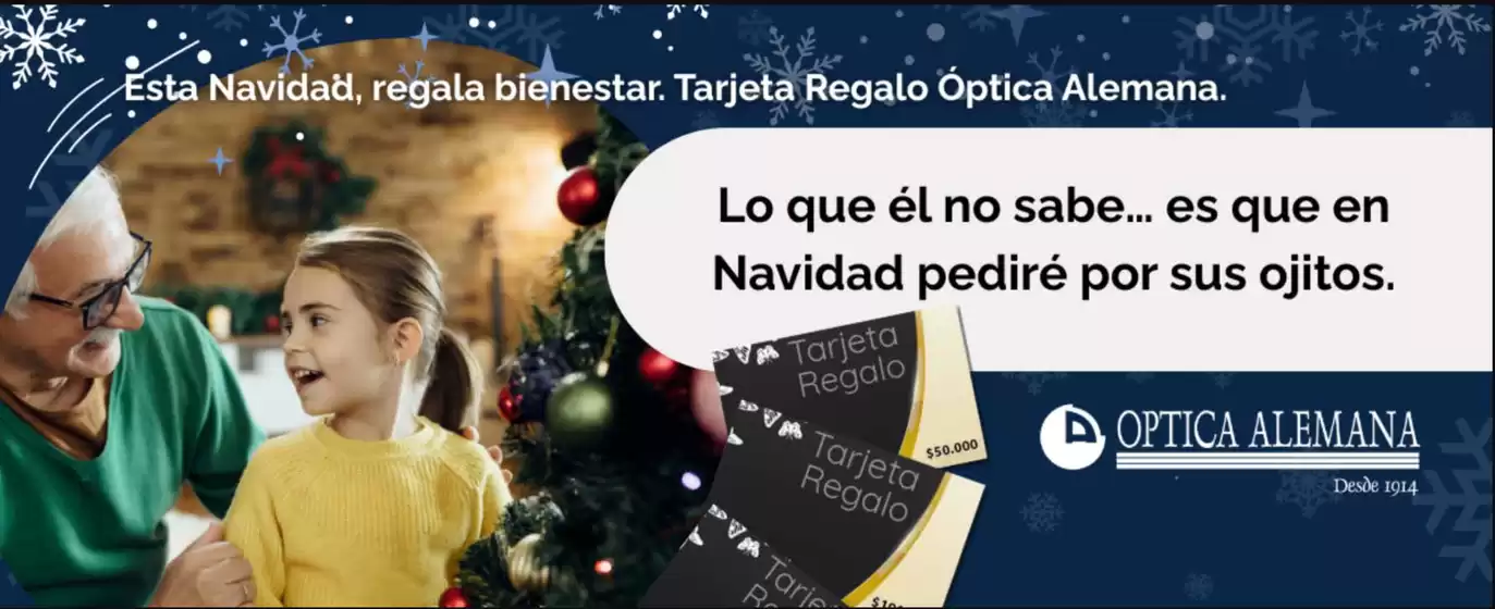 Catálogo Óptica Alemana en Tuluá | Esta Navidad, regala bienestar. Tarjeta Regalo Óptica Alemana | 2025-12-10T00:00:00.000Z - 2025-12-25T00:00:00.000Z