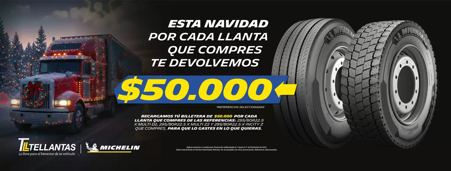 Catálogo Tellantas en Sevilla | Esta Navidad por cada llanta que compres te devolvemos $50.000 | 2025-12-19T00:00:00.000Z - 2025-12-31T00:00:00.000Z