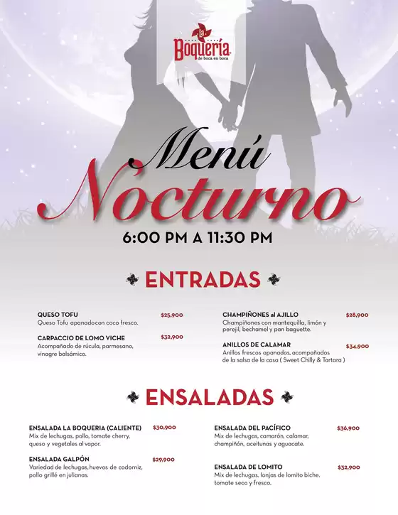 Catálogo Restaurante La Boquería en Santa Marta | Menu Restaurante La Boquería | 2026-01-26T00:00:00.000Z - 2026-03-31T00:00:00.000Z