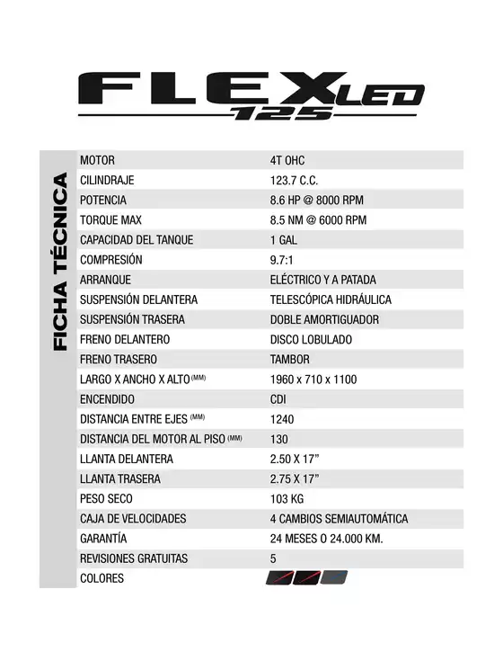 Catálogo AKT en Armenia | Ficha tecnica flex 125 | 2026-01-27T00:00:00.000Z - 2026-02-10T00:00:00.000Z