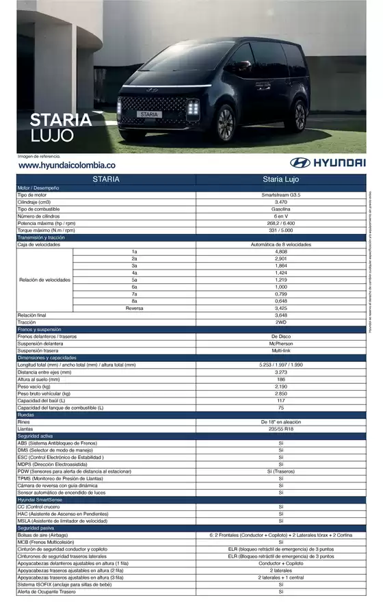 Catálogo Los Coches en Cúcuta | Los Coches Hyundai - Ficha Tecnia Hyundai Staria 2023 Los Coches | 2026-01-01T00:00:00.000Z - 2026-12-31T00:00:00.000Z