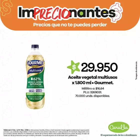Catálogo Carulla en Becerril | Los imPRECIOnantes que te encantan ya están aquí | 2026-02-03T00:00:00.000Z - 2026-03-31T00:00:00.000Z