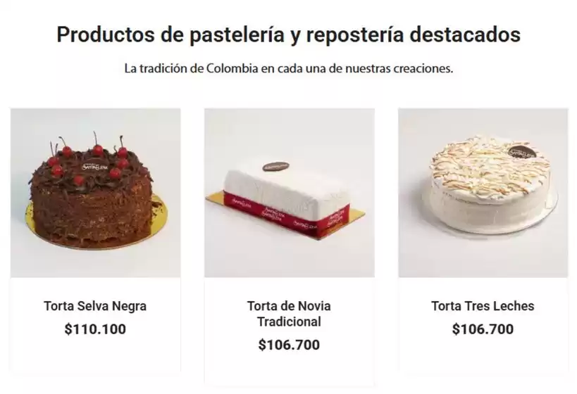 Catálogo Santa Elena en Bogotá | Productos de pastelería y repostería destacados | 2026-02-06T00:00:00.000Z - 2026-02-15T00:00:00.000Z