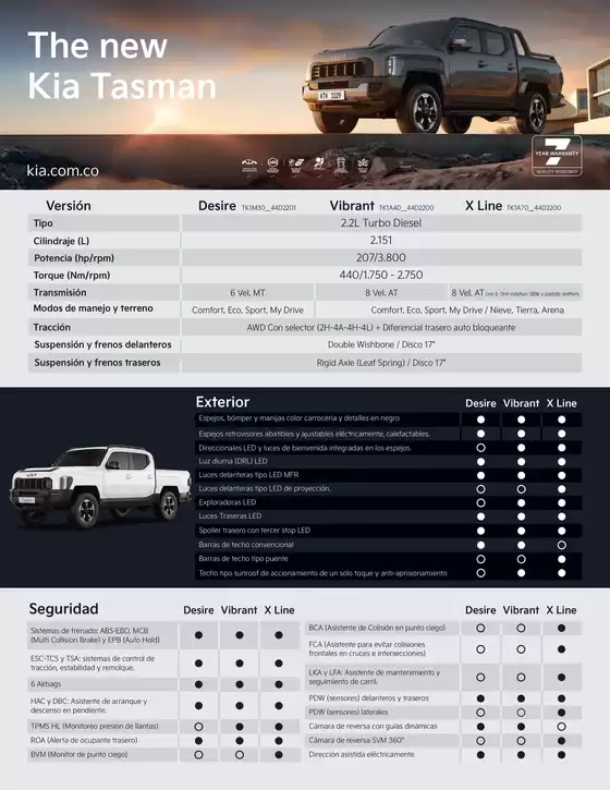 Catálogo Auto Orión Kia en Cartagena | Ficha Tecnica New Kia Tasman | 2026-03-12T00:00:00.000Z - 2026-12-31T00:00:00.000Z
