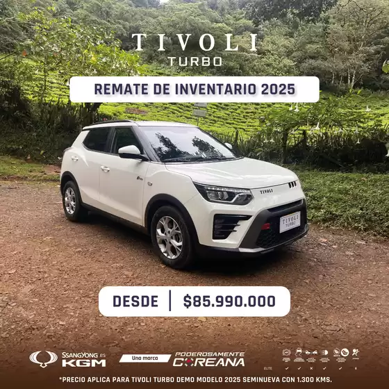 Catálogo Ssangyong en Cartagena | Tivoli Turbo desde $85.990.000 | 2026-03-12T00:00:00.000Z - 2026-03-31T00:00:00.000Z