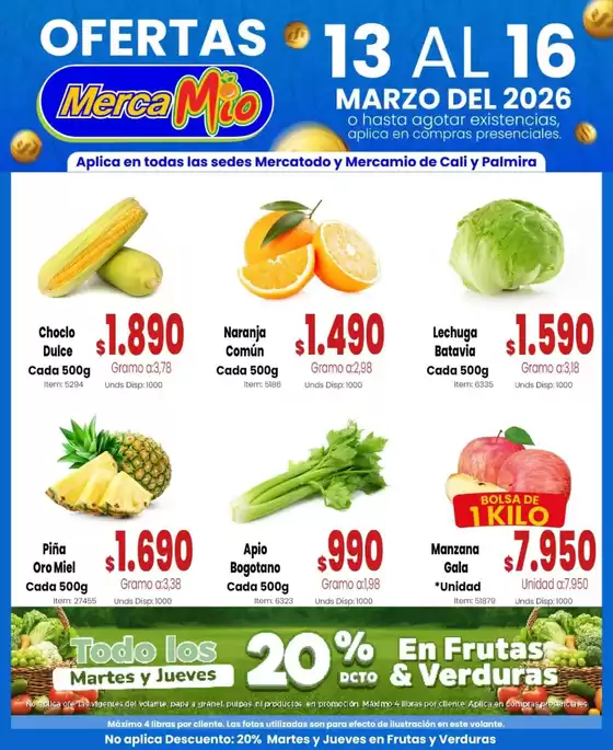 Catálogo MercaMío en El Cerrito | Ofertas principales para ahorradores | 2026-03-13T00:00:00.000Z - 2026-03-16T00:00:00.000Z