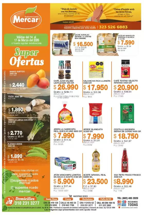 Catálogo Mercar en El Cerrito | Mercar 14 17 Mar 2026 1 | 2026-03-14T00:00:00.000Z - 2026-03-17T00:00:00.000Z