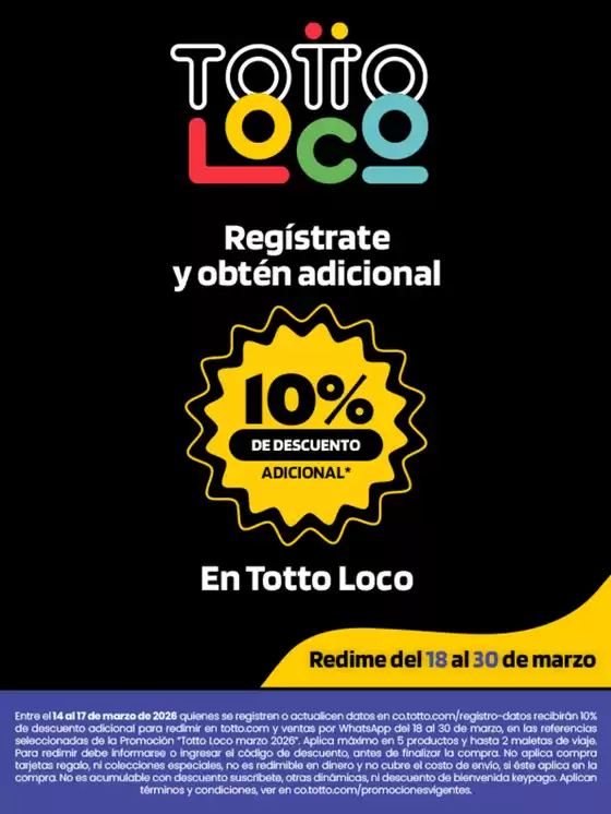Catálogo Totto en Dosquebradas | Ofertas Totto | 2026-03-14T00:00:00.000Z - 2026-03-30T00:00:00.000Z