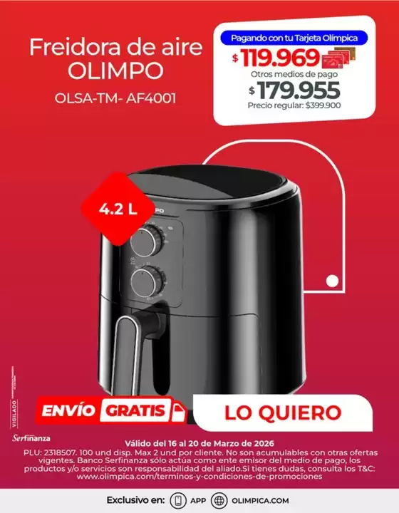 Catálogo Olímpica en Arjona | Grandes descuentos en productos seleccionados | 2026-03-16T00:00:00.000Z - 2026-03-20T00:00:00.000Z