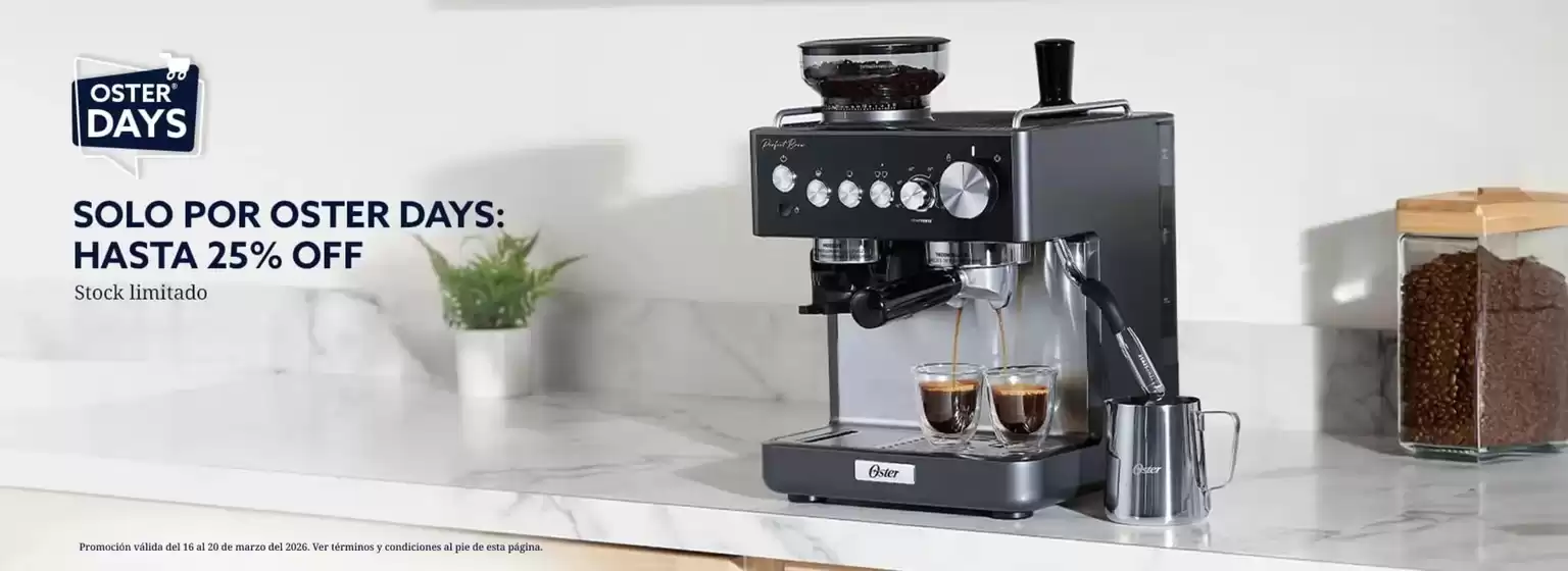 Catálogo Oster en Cerrito | Oster Days Hasta 25% OFF | 2026-03-17T00:00:00.000Z - 2026-03-20T00:00:00.000Z
