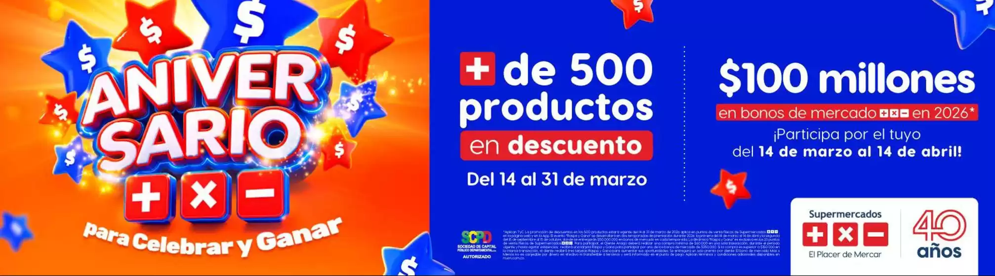 Catálogo Más x Menos en Acacías | Anniversary para Celebrar y Ganar | 2026-03-17T00:00:00.000Z - 2026-03-31T00:00:00.000Z