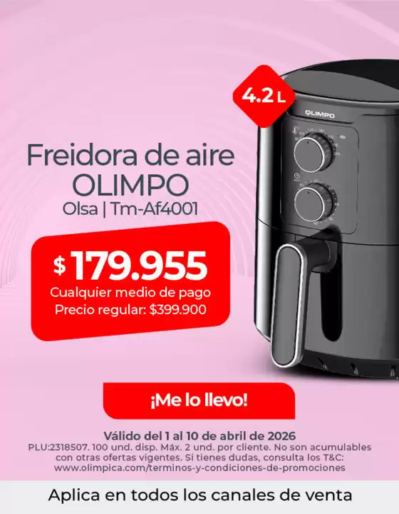 Catálogo Olímpica en Soacha | Ofertas principales para todos los cazadores de gangas | 2026-04-01T00:00:00.000Z - 2026-04-10T00:00:00.000Z