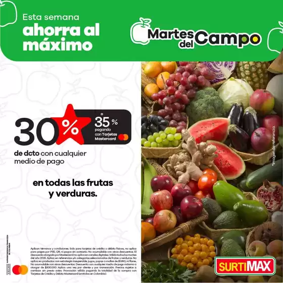 Catálogo Surtimax en Yumbo | Martes del Campo en frutas y verduras | 2026-04-01T00:00:00.000Z - 2026-12-29T00:00:00.000Z