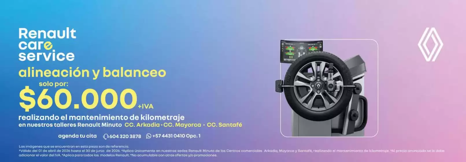 Catálogo Caribe Motor | Renault care service alineación y balanceo solo por: $60.000 +IVA | 2026-04-10T00:00:00.000Z - 2026-06-30T00:00:00.000Z