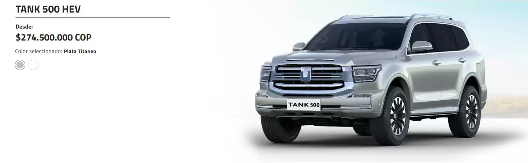 Catálogo Great Wall | TANK 500 HEV Desde: $274.500.000 COP | 2026-04-10T00:00:00.000Z - 2026-04-30T00:00:00.000Z