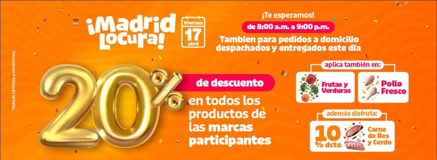 Catálogo Mercado Madrid | 20% DTO en todos los productos | 2026-04-15T00:00:00.000Z - 2026-04-17T00:00:00.000Z