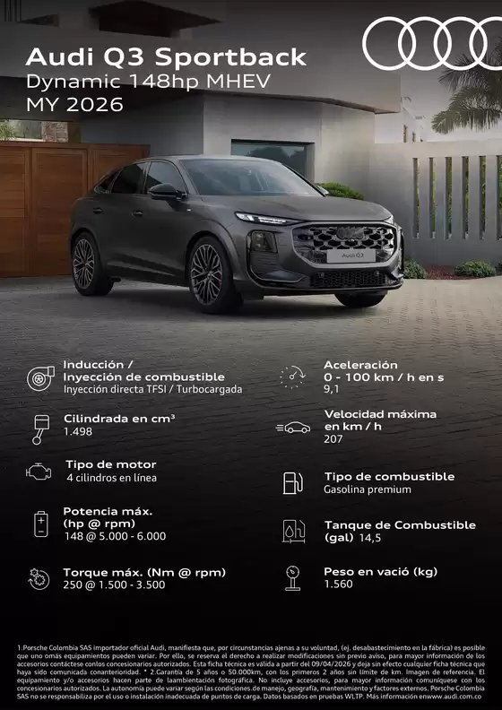 Catálogo Audi en Aguazul | AUDI Q3 SPORTBACK DYNAMIC MHEV | 2026-04-16T00:00:00.000Z - 2026-04-30T00:00:00.000Z
