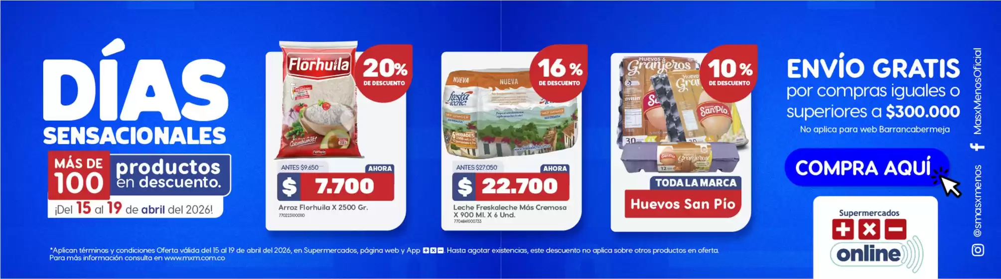 Catálogo Más x Menos en Chiriguaná | Ofertas y promociones actuales | 2026-04-15T00:00:00.000Z - 2026-04-19T00:00:00.000Z