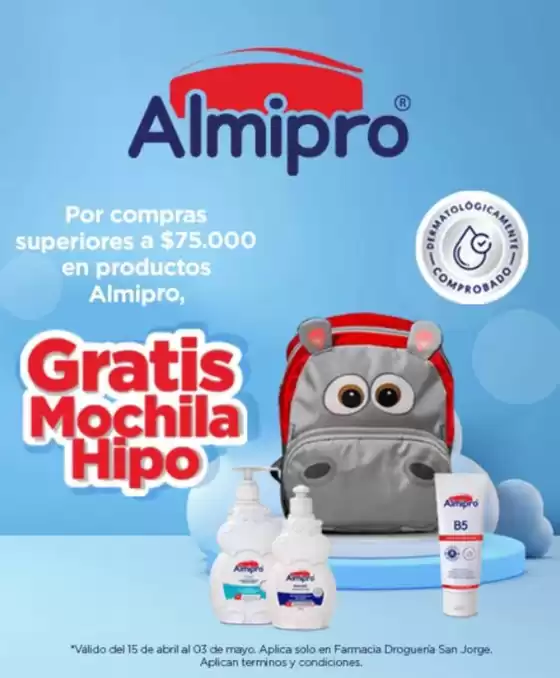 Catálogo Farmacia San Jorge en La Tebaida | Por compras superiores a $75.000 en productos Almipro, Gratis Mochila Hipo | 2026-04-20T00:00:00.000Z - 2026-05-03T00:00:00.000Z
