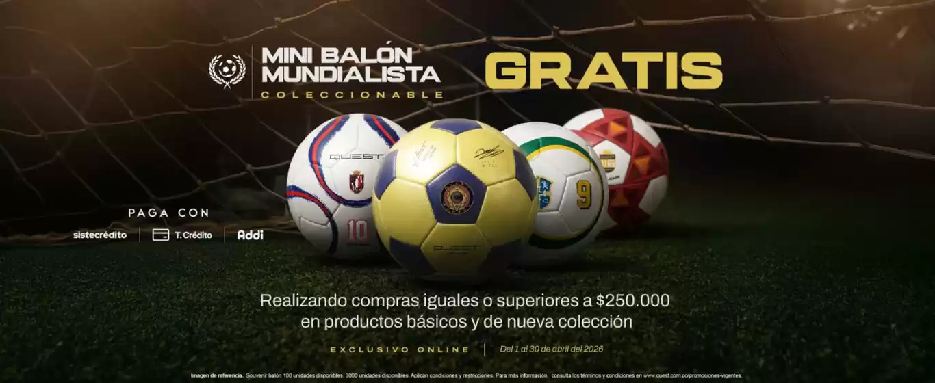 Catálogo Quest | Compras iguales o superiores a $250.000 en productos básicos y de nueva colección | 2026-04-21T00:00:00.000Z - 2026-04-30T00:00:00.000Z