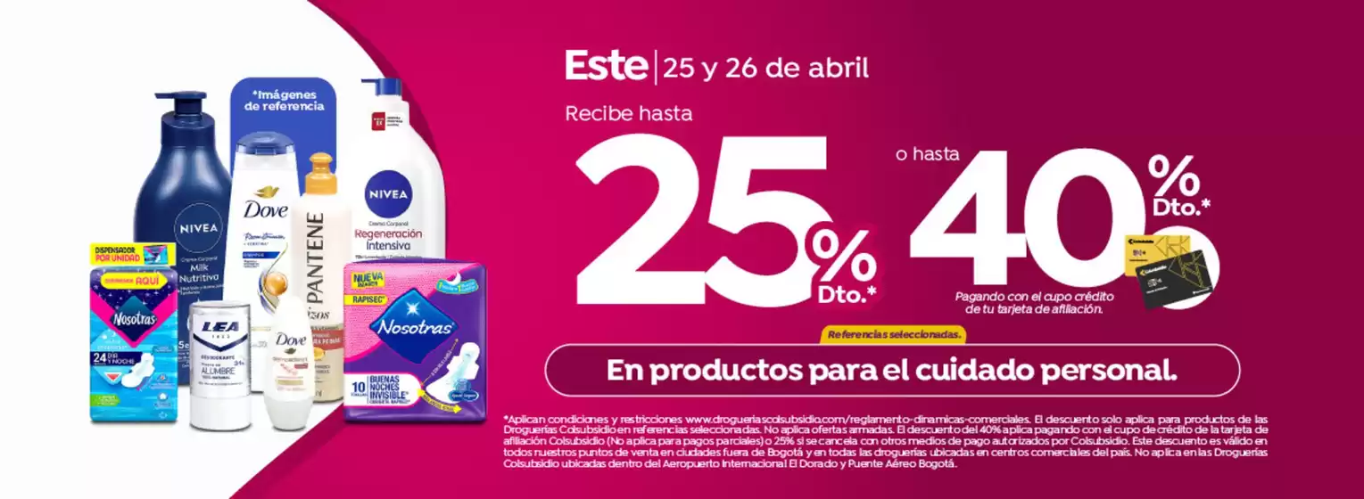 Catálogo Droguerías Colsubsidio en Sopetrán | Ofertas principales y descuentos | 2026-04-25T00:00:00.000Z - 2026-04-26T00:00:00.000Z