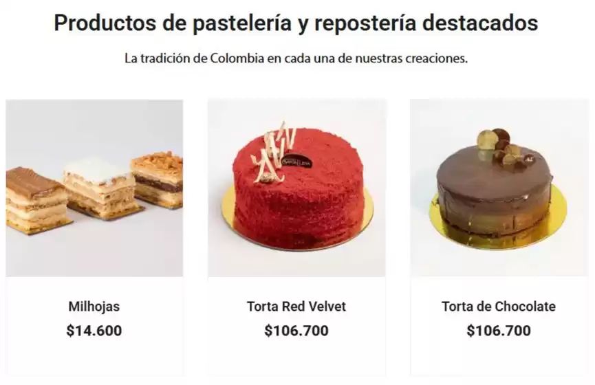 Catálogo Santa Elena en Granada Antioquia | Productos de pastelería y repostería destacados | 2026-04-27T00:00:00.000Z - 2026-05-03T00:00:00.000Z