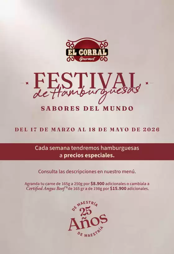 Catálogo El Corral Gourmet | Festival de Hamburguesas Sabores del Mundo | 2026-04-27T00:00:00.000Z - 2026-05-18T00:00:00.000Z