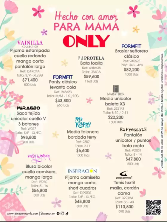 Catálogo Almacenes Only | Hecho con Amor para Mamá | 2026-04-30T00:00:00.000Z - 2026-05-29T00:00:00.000Z