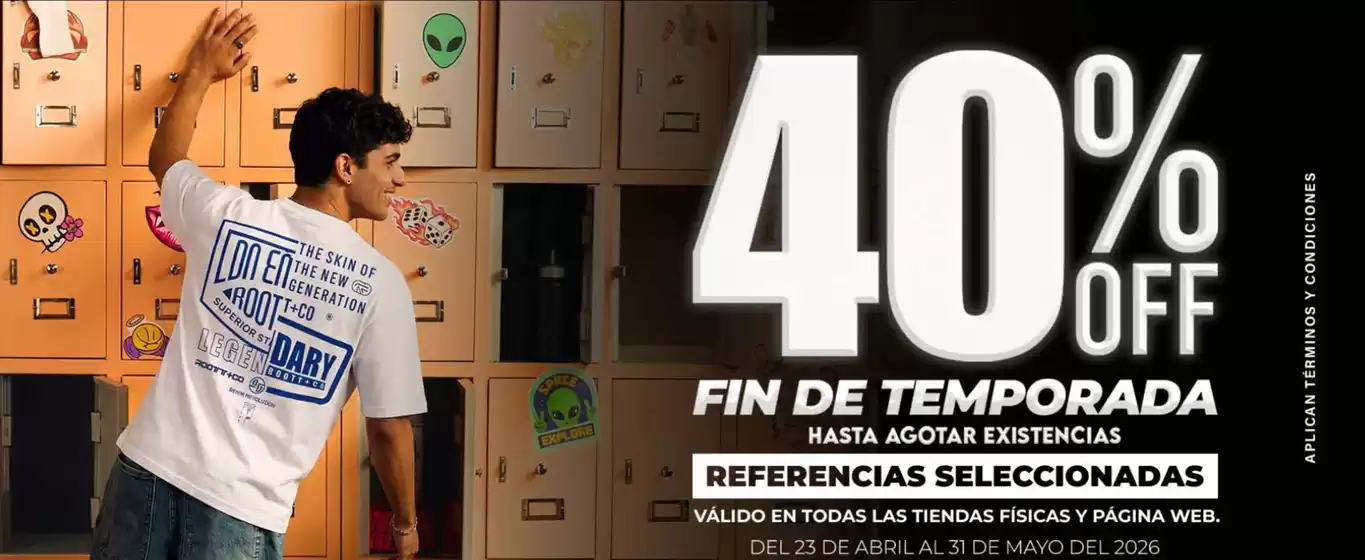 Catálogo Roott + Co | 40% OFF, fin de temporada Ref. Selecci. | 2026-05-04T00:00:00.000Z - 2026-05-31T00:00:00.000Z