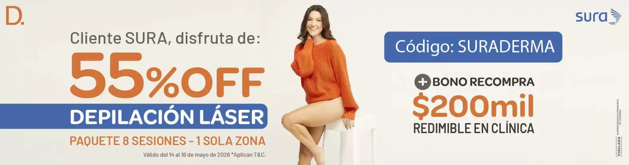 Catálogo Dermatológica | Ofertas 55% OFF depilación láser , 30% OFF en productos | 2026-05-14T00:00:00.000Z - 2026-05-16T00:00:00.000Z