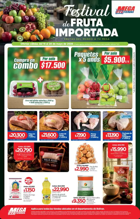 Catálogo MegaTiendas en Riohacha | Festival de Fruta Importada | 2026-05-15T00:00:00.000Z - 2026-05-20T00:00:00.000Z
