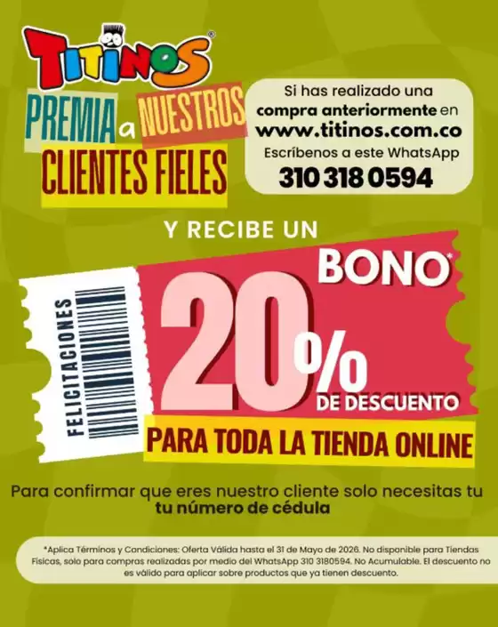 Catálogo Titinos | Bono 20% OFF | 2026-05-18T00:00:00.000Z - 2026-05-31T00:00:00.000Z