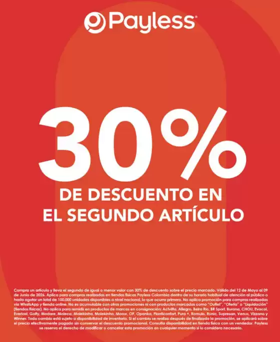 Catálogo Payless | 30% OFFen segundo artículo | 2026-05-21T00:00:00.000Z - 2026-06-09T00:00:00.000Z