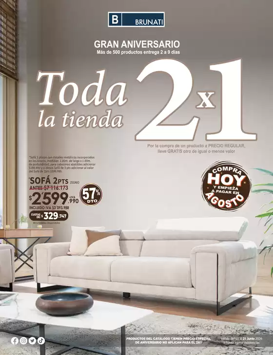 Catálogo Brunati en La Estrella | Toda la Tienda 2x1, Compra Hoy y empieza a pagar en Agosto | 2026-05-26T00:00:00.000Z - 2026-06-21T00:00:00.000Z