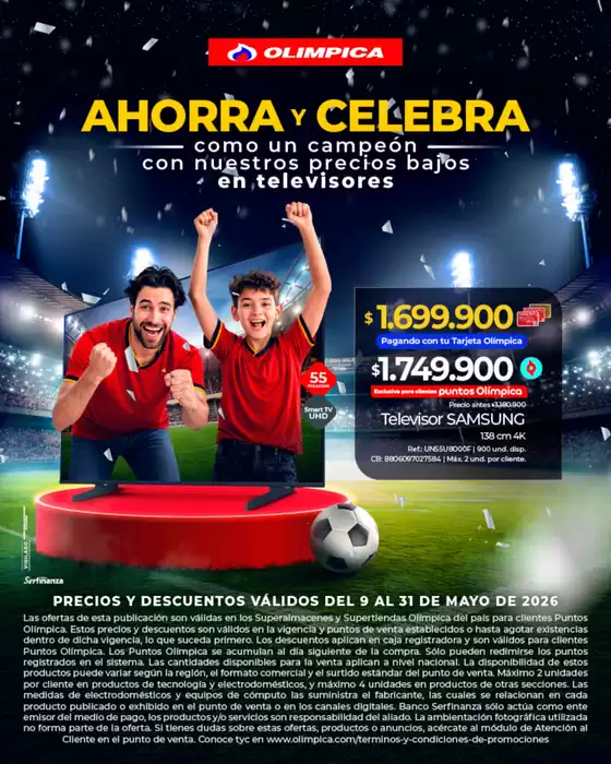 Catálogo Olímpica | Ofertas principales y descuentos | 2026-05-09T00:00:00.000Z - 2026-05-31T00:00:00.000Z