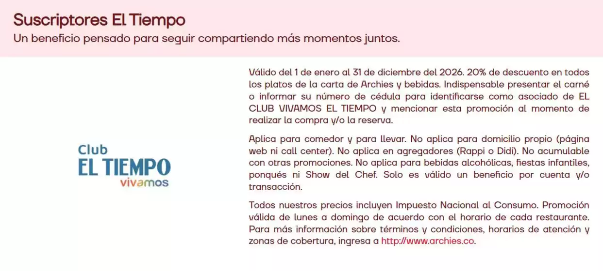 Catálogo Archie's Pizza | Promociones  | 2026-06-03T00:00:00.000Z - 2026-12-31T00:00:00.000Z