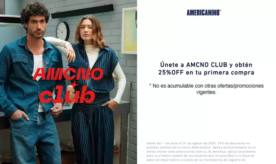 Catálogo Americanino | 25% OFF en tu primera compra | 2026-06-04T00:00:00.000Z - 2026-08-31T00:00:00.000Z