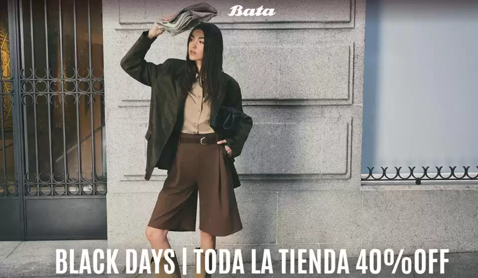 Catálogo Bata en Colombia | Black Days Toda la Tienda 40% OFF | 2026-06-04T00:00:00.000Z - 2026-06-07T00:00:00.000Z