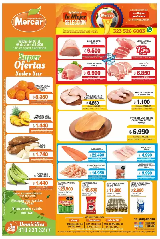 Catálogo Mercar en Agustín Codazzi | Grandes descuentos en productos seleccionados | 2026-06-05T00:00:00.000Z - 2026-06-08T00:00:00.000Z