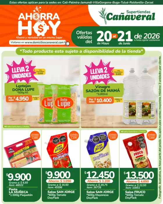 Catálogo Supertiendas Cañaveral en Agustín Codazzi | Descuentos y promociones | 2026-05-20T00:00:00.000Z - 2026-06-21T00:00:00.000Z
