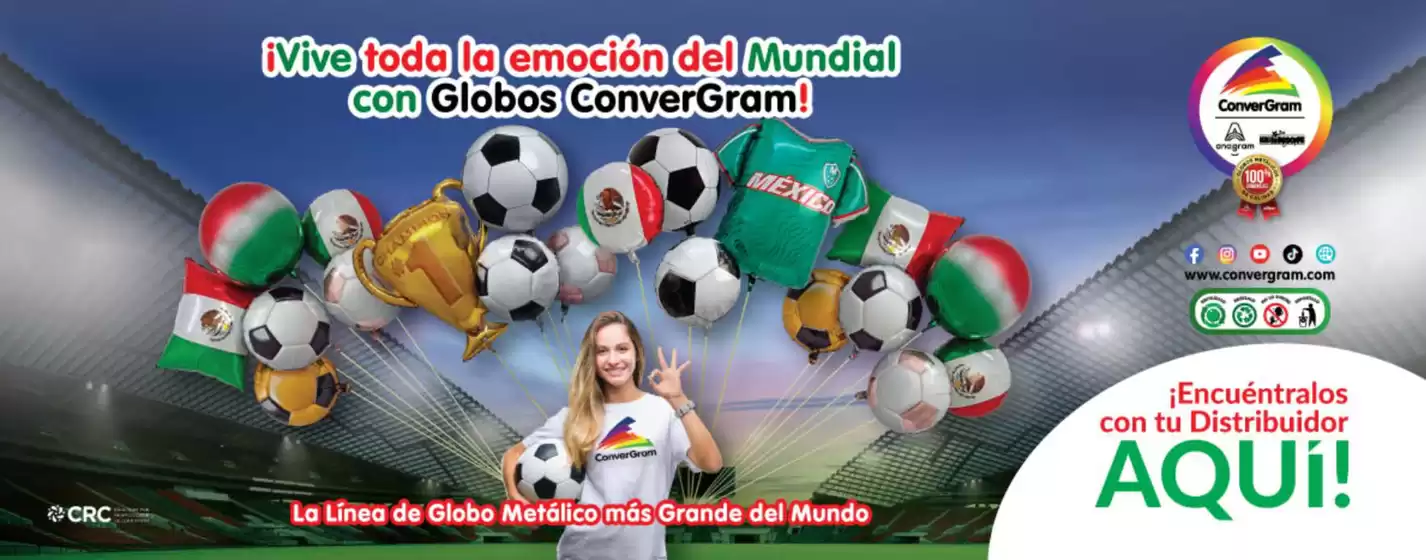 Catálogo Convergram | Vive toda la emoción del Mundial con Globos ConverGram | 2026-06-12T00:00:00.000Z - 2026-07-31T00:00:00.000Z