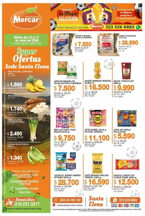 Catálogo Mercar en Ciudad Bolívar | Descubre ofertas atractivas | 2026-06-12T00:00:00.000Z - 2026-06-17T00:00:00.000Z