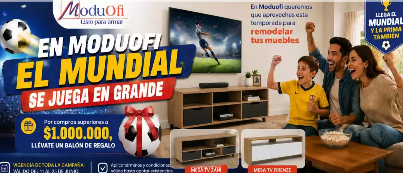 Catálogo Moduofi | Por compras superiores a $1.000.000, llévate un balón de regalo | 2026-06-17T00:00:00.000Z - 2026-06-30T00:00:00.000Z