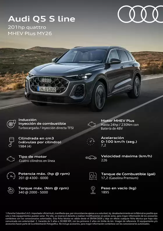 Catálogo Audi | Audi Q5 S line 201 hp quattro MHEV | 2026-06-17T00:00:00.000Z - 2026-07-01T00:00:00.000Z