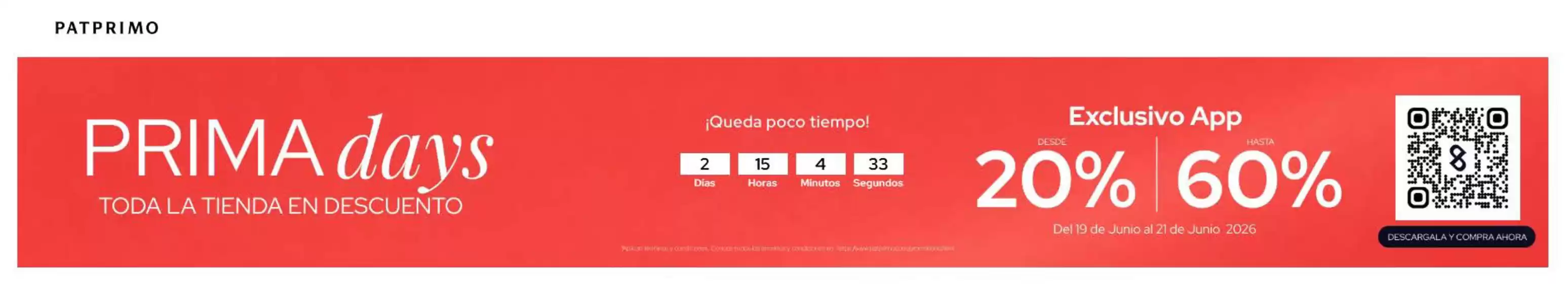 Catálogo Pat Primo | Prima days desde 20% OFF, hasta 60% OFF | 2026-06-19T00:00:00.000Z - 2026-06-21T00:00:00.000Z
