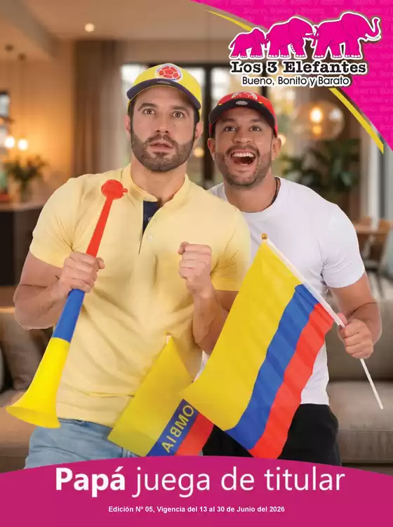 Catálogo Los Tres Elefantes | Papá juega de titular | 2026-06-13T00:00:00.000Z - 2026-06-30T00:00:00.000Z