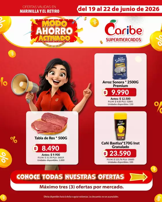 Catálogo Caribe Supermercados | Volante marinilla y retiro | 2026-06-19T00:00:00.000Z - 2026-06-22T00:00:00.000Z
