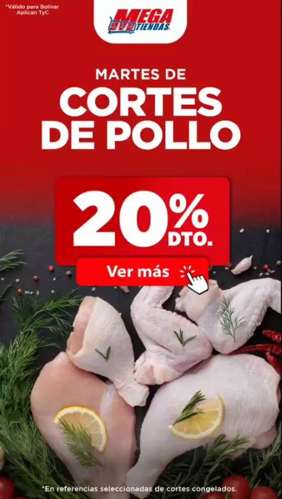 Catálogo MegaTiendas | Martes de Cortes de Pollo 20% Dto | 2026-06-22T00:00:00.000Z - 2026-06-23T00:00:00.000Z