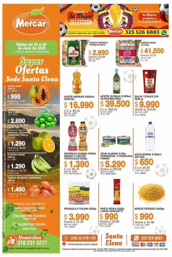 Catálogo Mercar | Promociones actuales | 2026-06-26T00:00:00.000Z - 2026-06-29T00:00:00.000Z