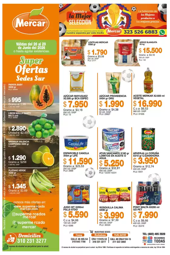 Catálogo Mercar | Mercar sedes Sur 26 al 29 de junio | 2026-06-26T00:00:00.000Z - 2026-06-29T00:00:00.000Z